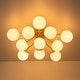 preview thumbnail 21 of 26, Modern 11-Light Frosted Glass Globe Wavy Arm Sputnik Semi-flush Mount 30.7in - Brass