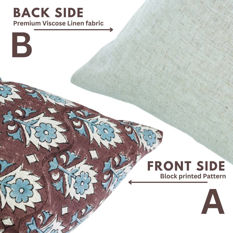 Fabdivine Rectangle 14x20 Inch Floral Throw Fall Home Decorative Bed, Sofa or Cozy Viscose Linen Farmhouse, Kusum