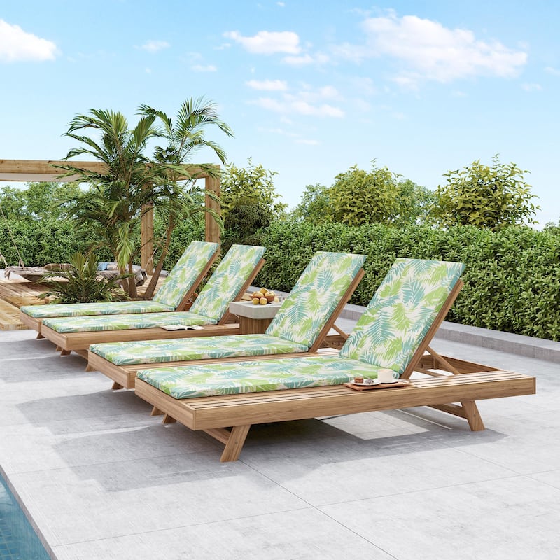 Christopher Knight Home - Maribel Modern Outdoor Acacia Wood 4-Position Adjustable Chaise Lounge with Water-Resistant Cushion