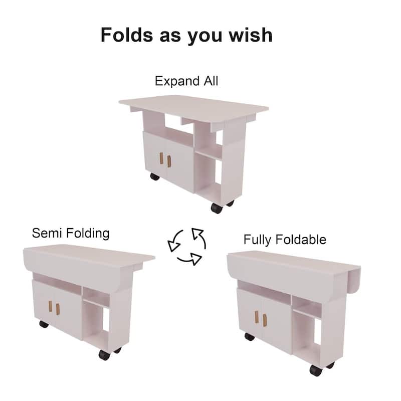 Rectangle Folding Dining Table with Wheels Kitchen Table with Drawer