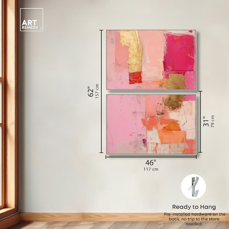 Petal Patchwork I Canvas Set of 2 by Art Remedy
