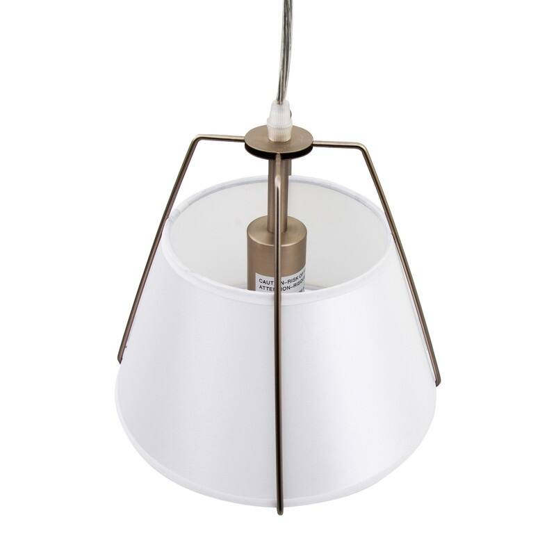 Mira 1-Light Modern Pendant in Satin Nickel Finish with White Shade - 9.6 x 8 x 9.6