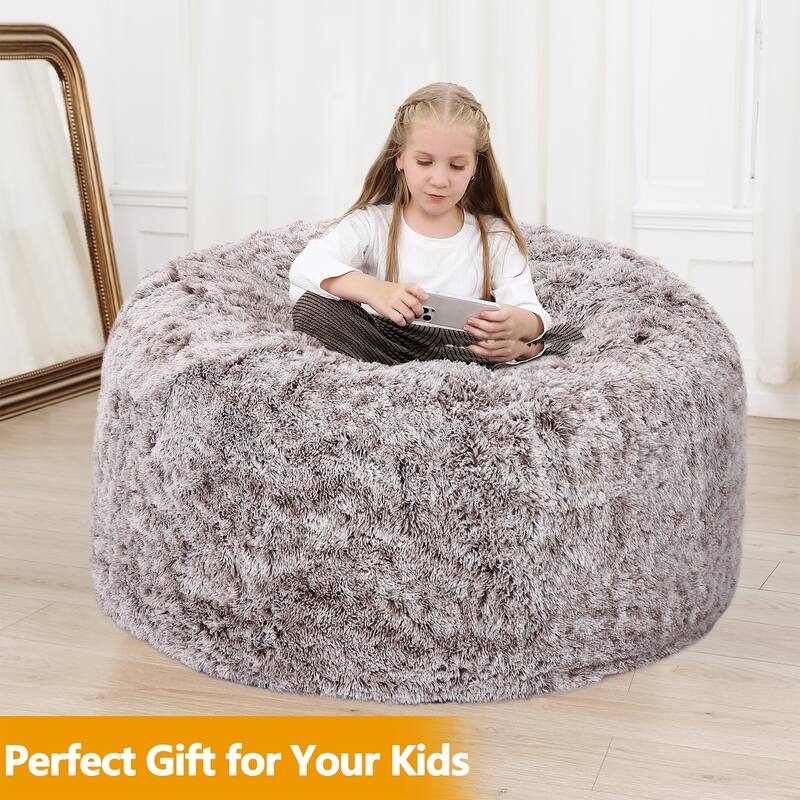 Fluffy Bean Bag Covers Only, Soft PV Velvet Bean Bag Chair Cover for Living Room Bedroom, No Filling