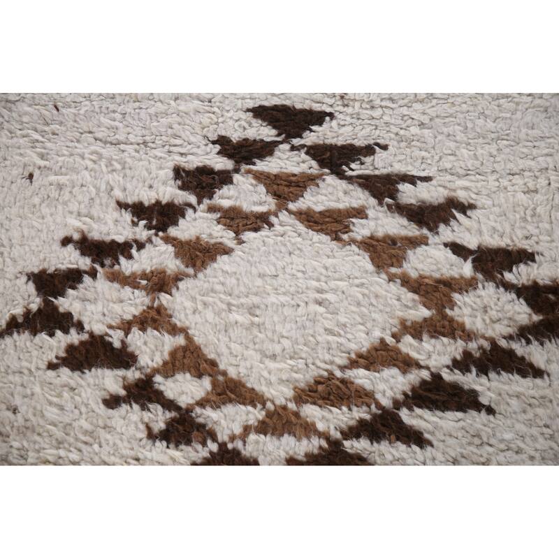 Geometric Anatolian Turkish Runner Rug Handmade Hallway Wool Carpet - 3'4"x 11'3"