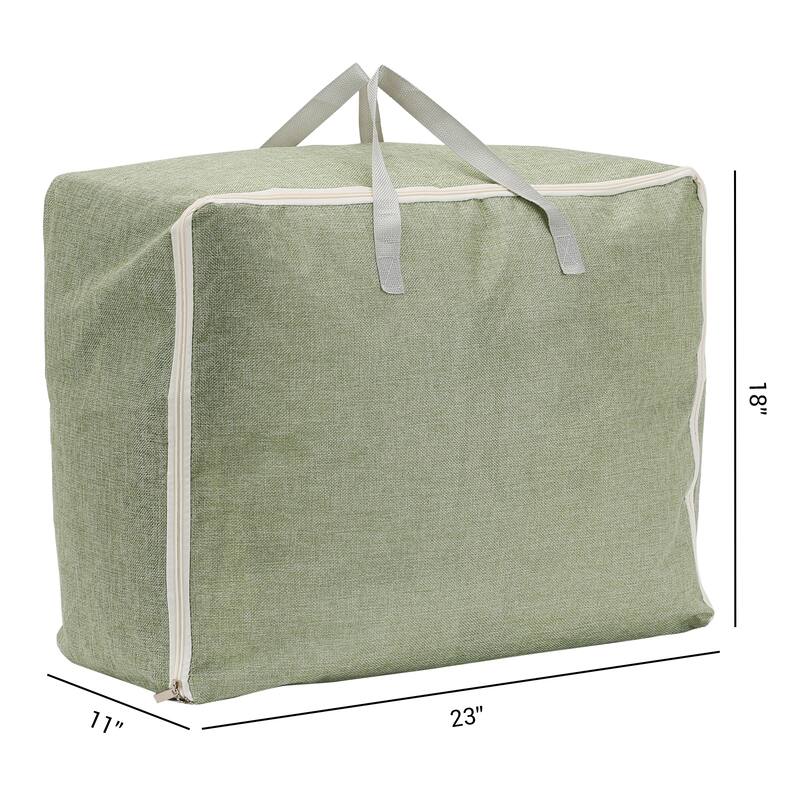 1 Pack Foldable Clothes Storage Bags with Handles for Organizing Bedroom, Clothing, Comforter, Closet Organizers and Storage - Green - 23*11*18in