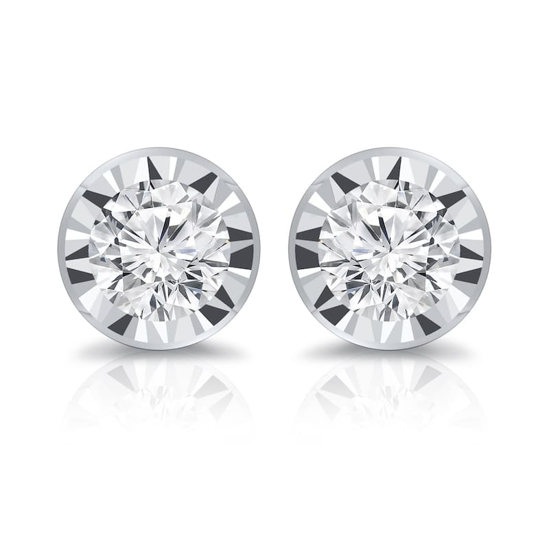Auriya 1/5ctw Bezel-set Diamond Stud Earrings 14k Gold