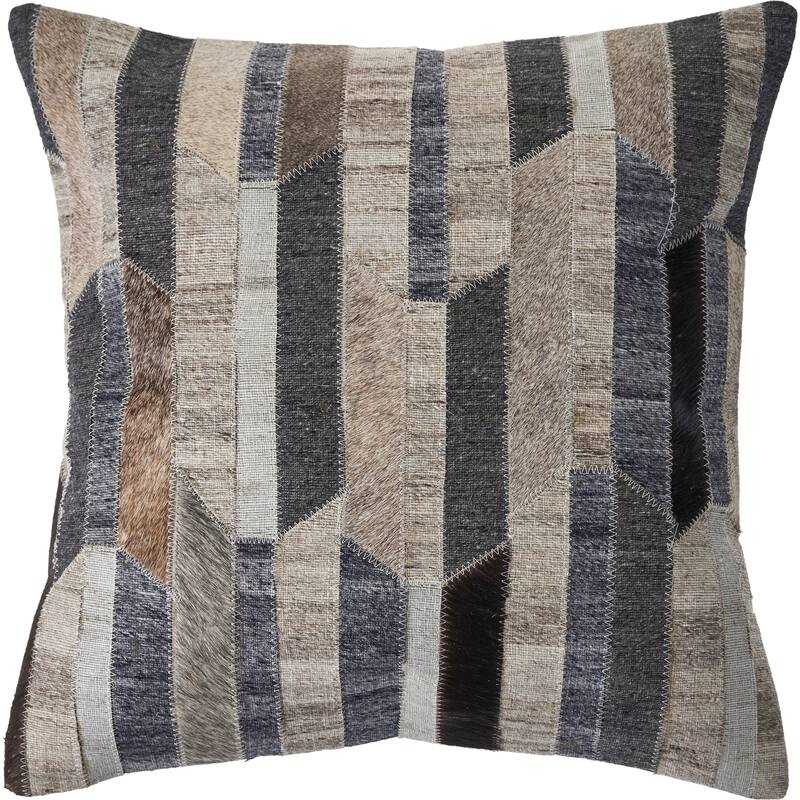 Sevita Multicolored Striped Faux Leather Throw Pillow