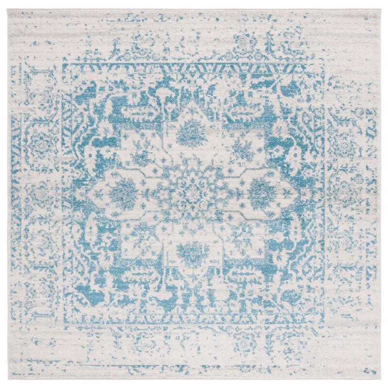 SAFAVIEH Madison Snowflake Medallion Rustic Farmhouse Distressed Rug - 6'7" Square - Teal/Ivory - Square