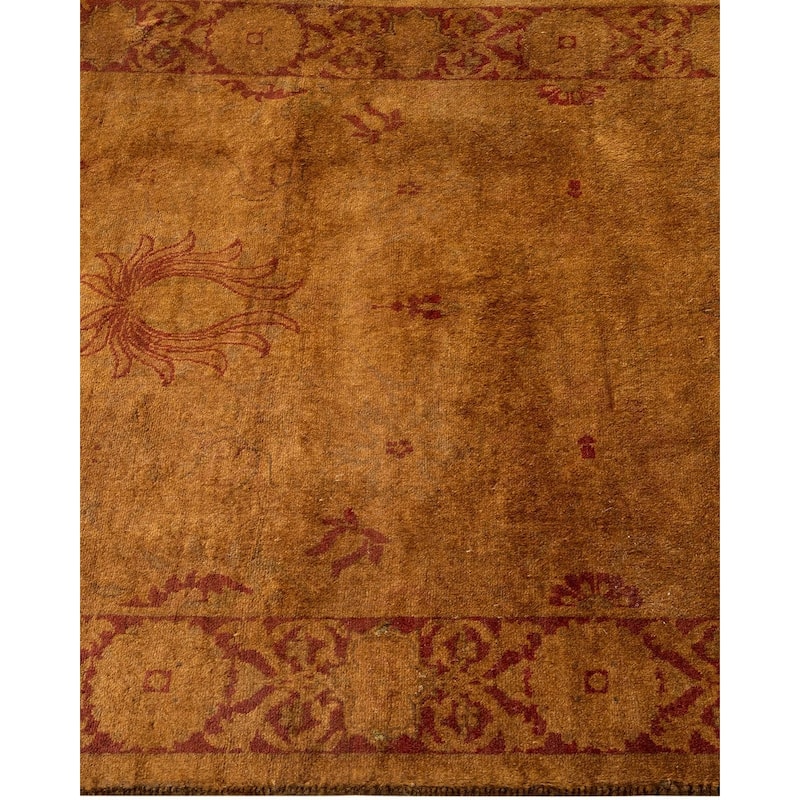 Overton Hand Knotted Wool Vintage Inspired Modern Contemporary Overdyed Brown Runner Rug - 2' 6" x 11' 2"