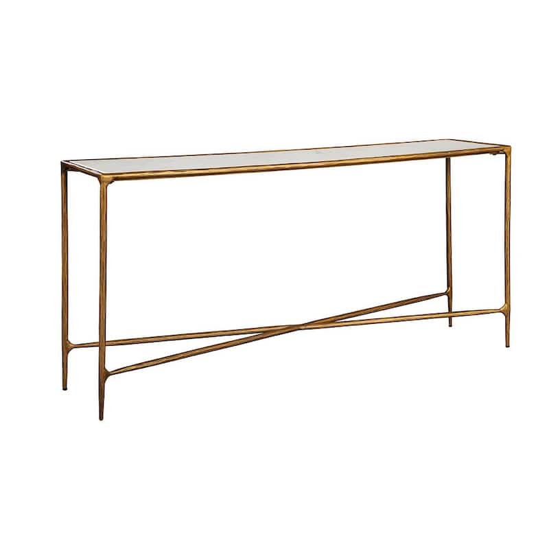 Furniture Classics White Marble Gold Cast Iron Bronson Console Table