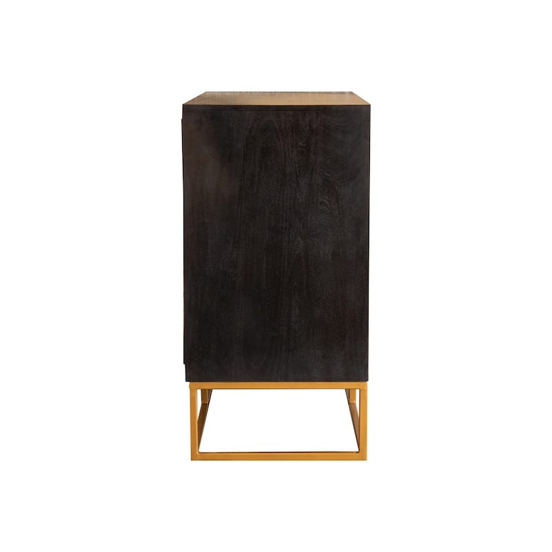 40 Inch 2 Door Sideboard Cabinet Console, Wood Grains, Geometric, Brown