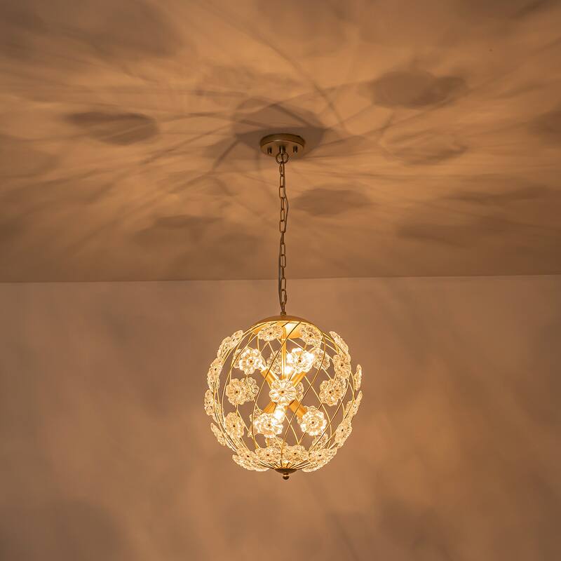 Modern 6-Light Glass Flower Globe Pendant Chandelier for Dining Room