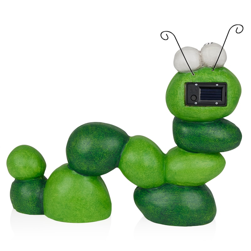 Solar Caterpillar Statuary w/ LED Light-Up Eyes