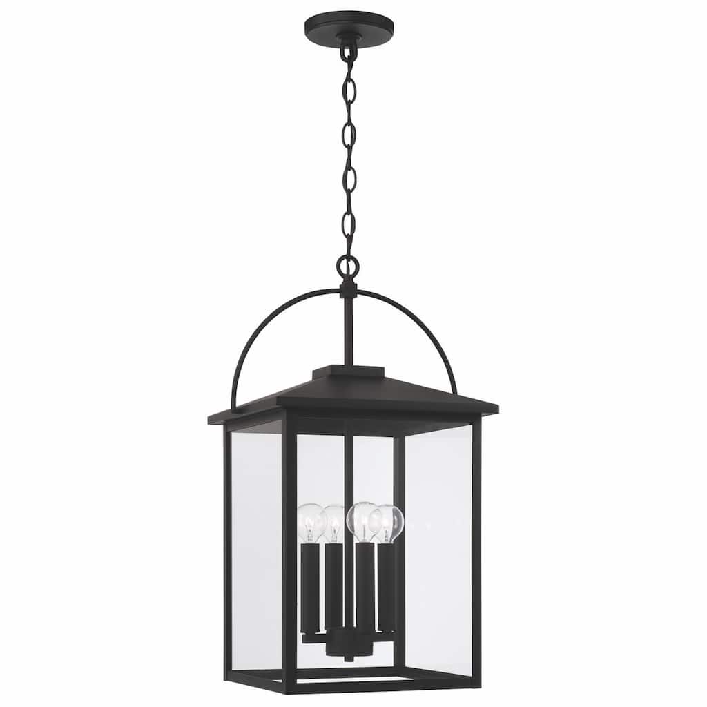 Bryson 4-light Black Outdoor Hanging Pendant w/ Clear Glass