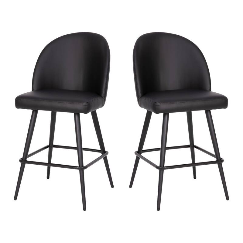 Set of 2 Upholstered Counter Stools with Steel Frames