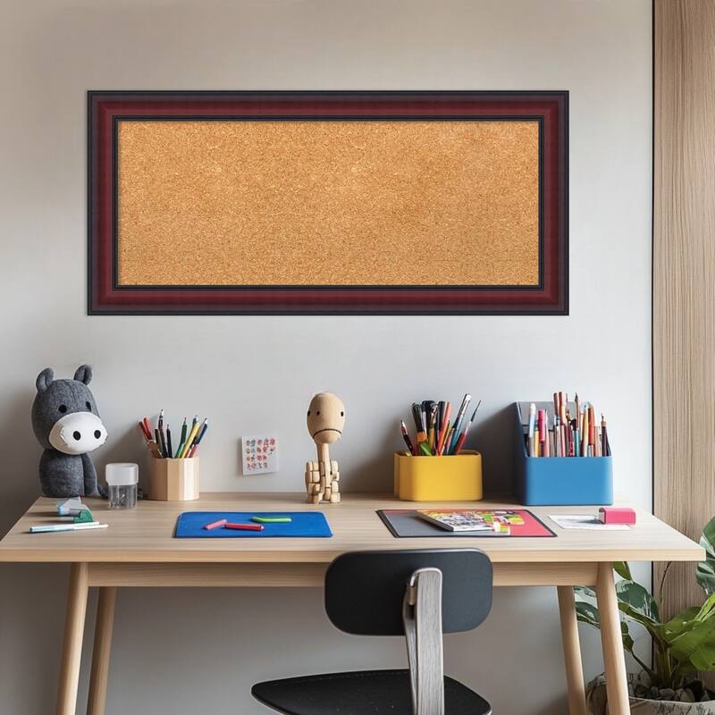 Dalat Cherry Framed Cork Board - Bulletin Board, Organization Board, Pin Board