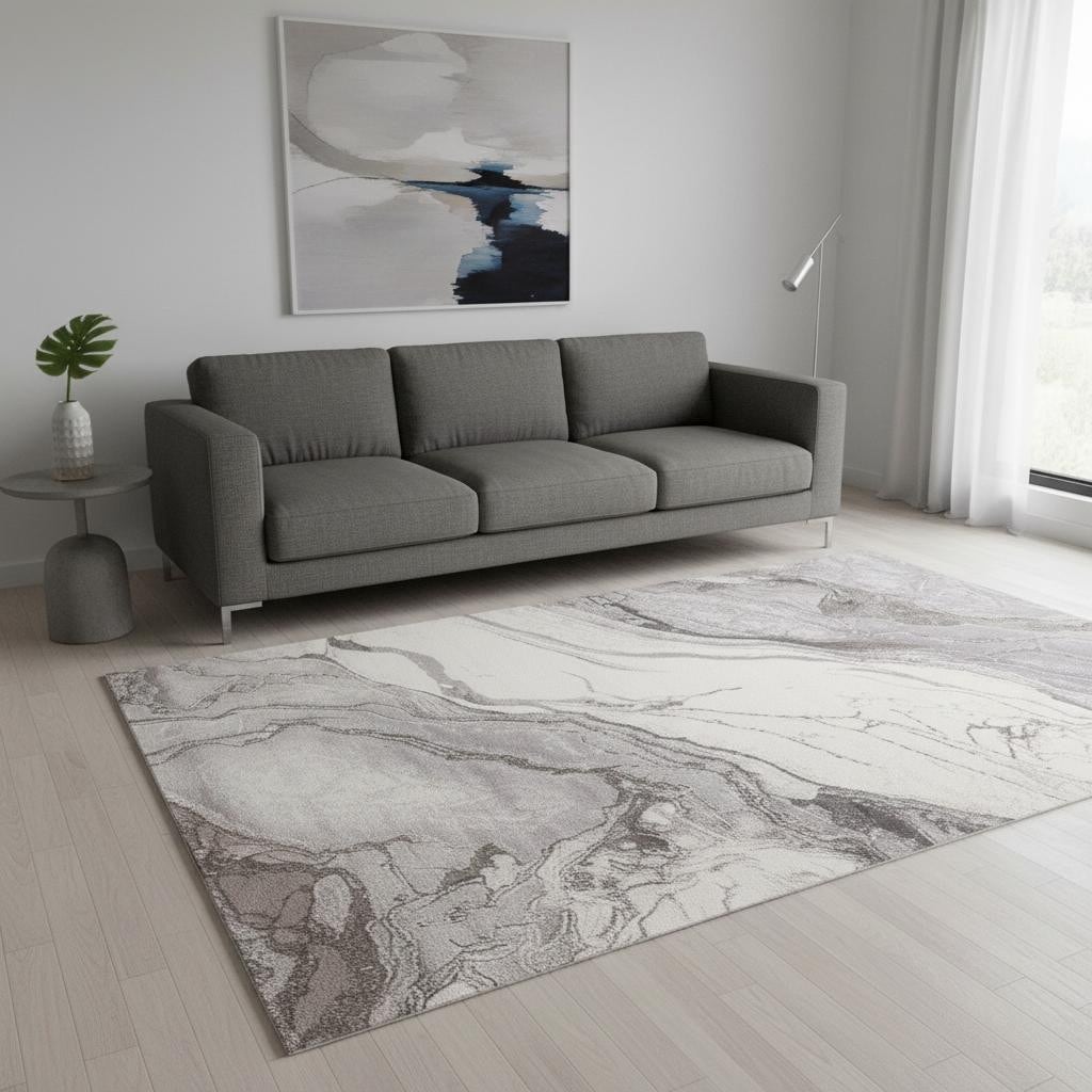 HomeRoots Abstract Modern Rectangle Area Rug - 5' X 8'