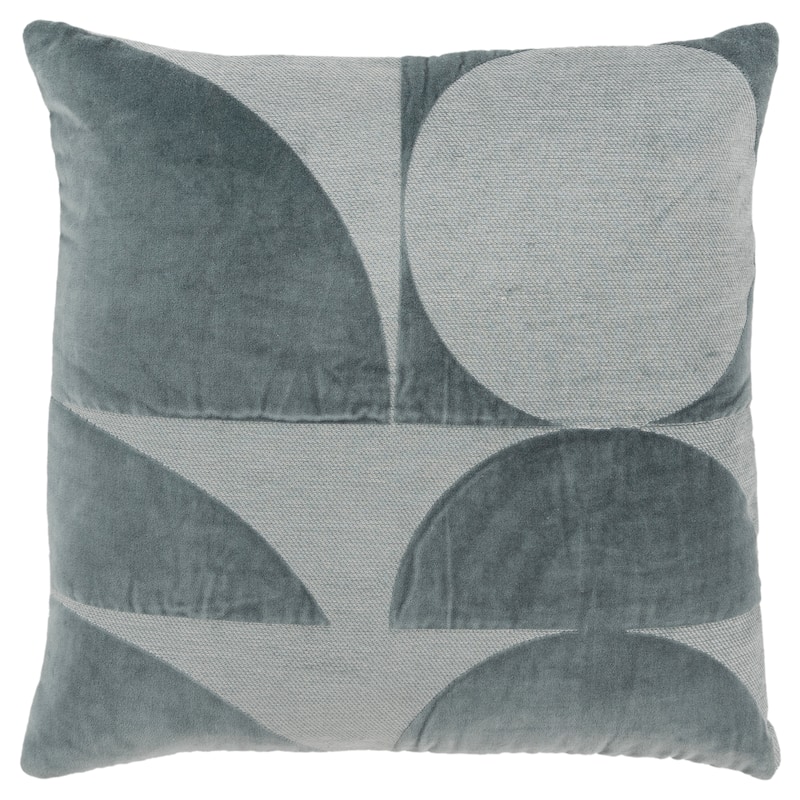 Rizzy Home Cotton Velvet Contemporary Shape Throw Pillow - Teal
