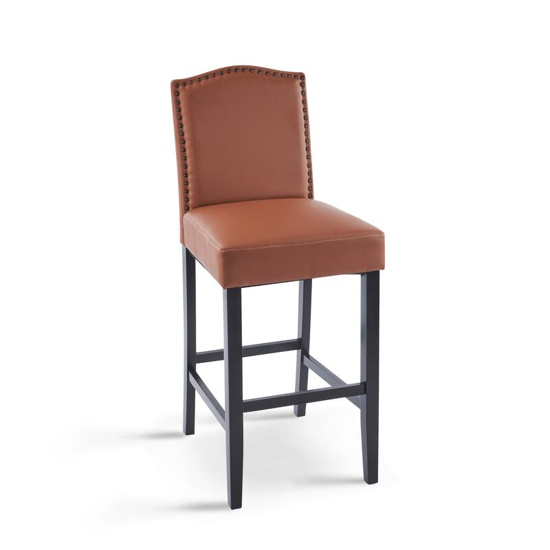 Faux Leather Barstools Set of 2 Counter Height Bar Stools for Kitchen Island