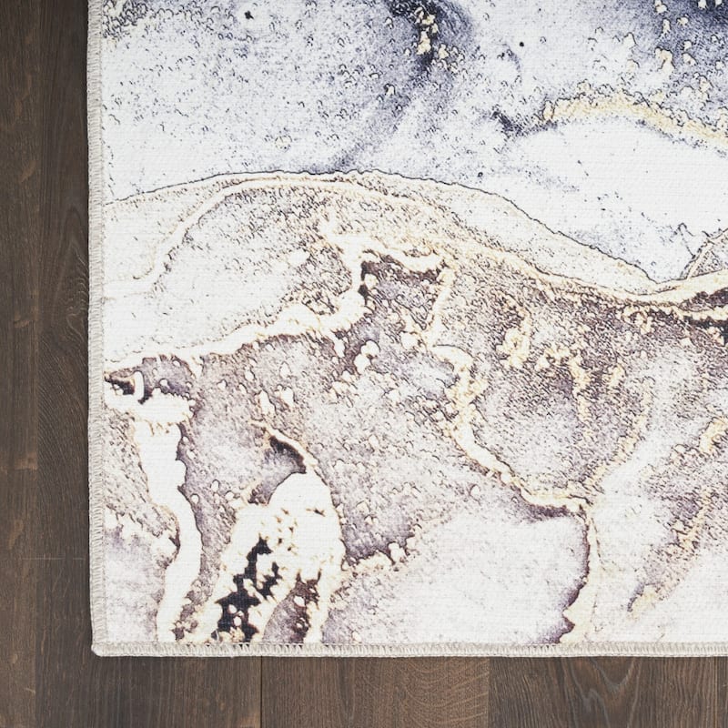 Kido Power Loomed Abstract Modern Low Pile Area Rug By HomeRoots - 87' X '63' X '0.25