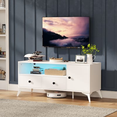 TV Stand Console Table RGB LED Light Cabinet Open Media Storage Gaming Entertainment Center - 47.24" L x 15.74" W x 20.47" H