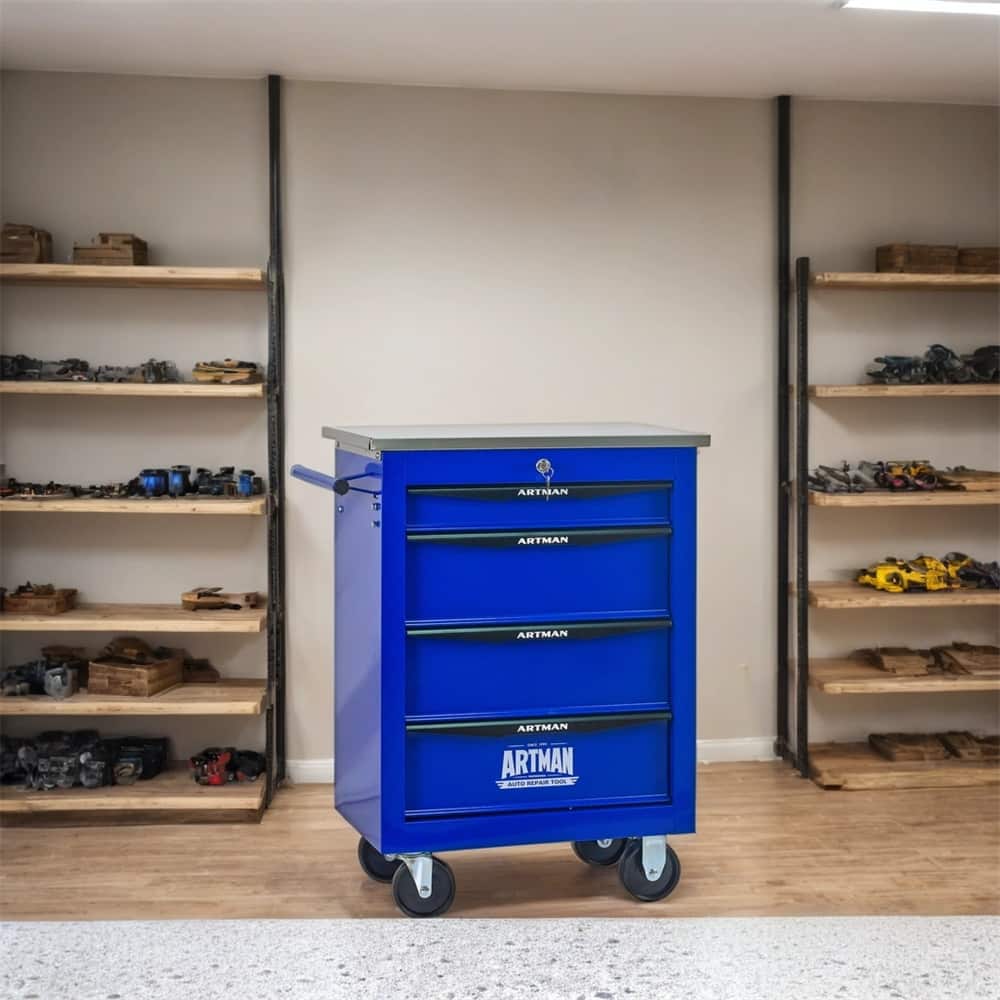 4 Drawers Multifunctional Tool Cart w/Wheels,Metal Rolling Tool Cart