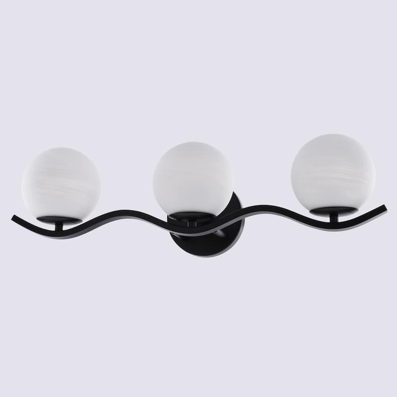 VAXCEL Monticello Bathroom Vanity Lighting Fixture, White Alabaster Glass Globe Shades, Dimmable, Reversible Wall Light