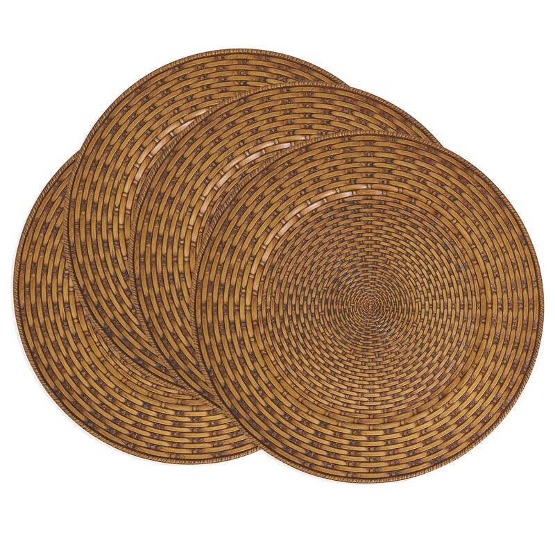 Natural Look Faux Rattan Charger Plate (Set of 4) - 13"x13"