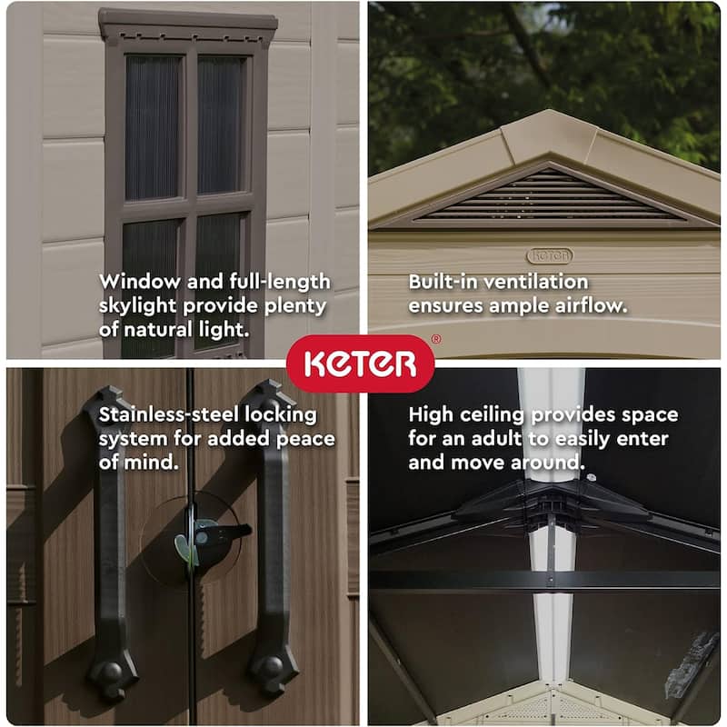Keter 211203 Factor 8 x 11 All Weather Resistant Outdoor Storage Shed, Taupe - 130.5 x 95.5 x 95.5 inches