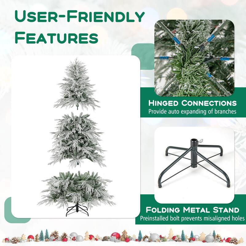 Costway 6/7/8 FT Artificial Christmas Tree with 820 PE PVC Branch Tips - Green & White - See Details