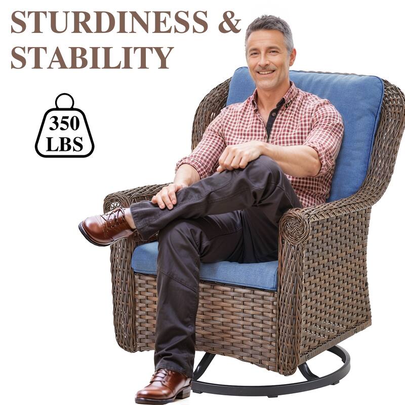 2 Piece Outdoor Swivel Chairs with Cushion