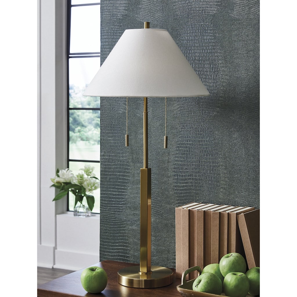 Signature Design by Ashley Haigwood Gold Table Lamp - 15" W x 15" D x 31" H