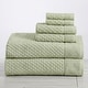 preview thumbnail 33 of 197, Linery & Co. Cotton Diamond Waffle Texture Bath Towels 6 Piece Set W/ Bath Sheets - Pale Green
