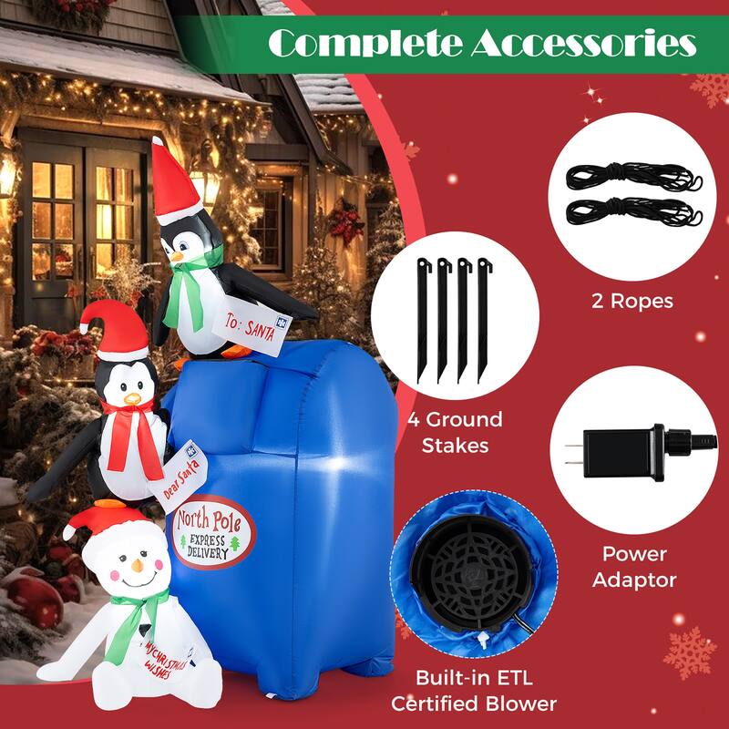 Gymax 6 Ft Christmas Blow up Pre-Lit Letters to Santa Mailbox w/ - See Details