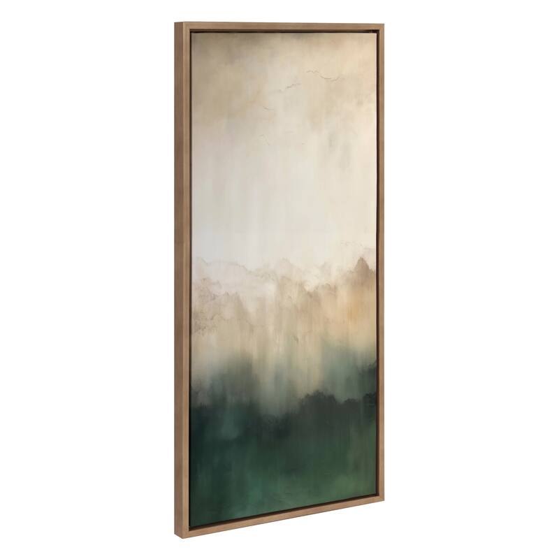 Kate and Laurel Sylvie Green Mountain Abstract II Framed Canvas by Amy Lighthall - 18x40 - Gold