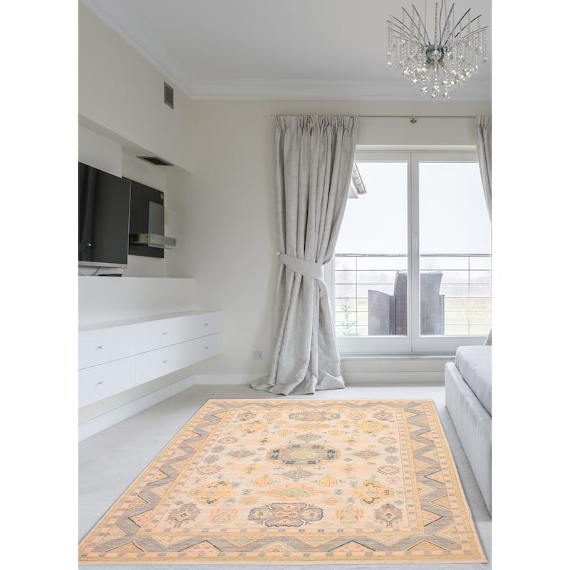 ECARPETGALLERY Hand-knotted Modern Oushak Ivory Wool Rug - 10'2 x 14'2