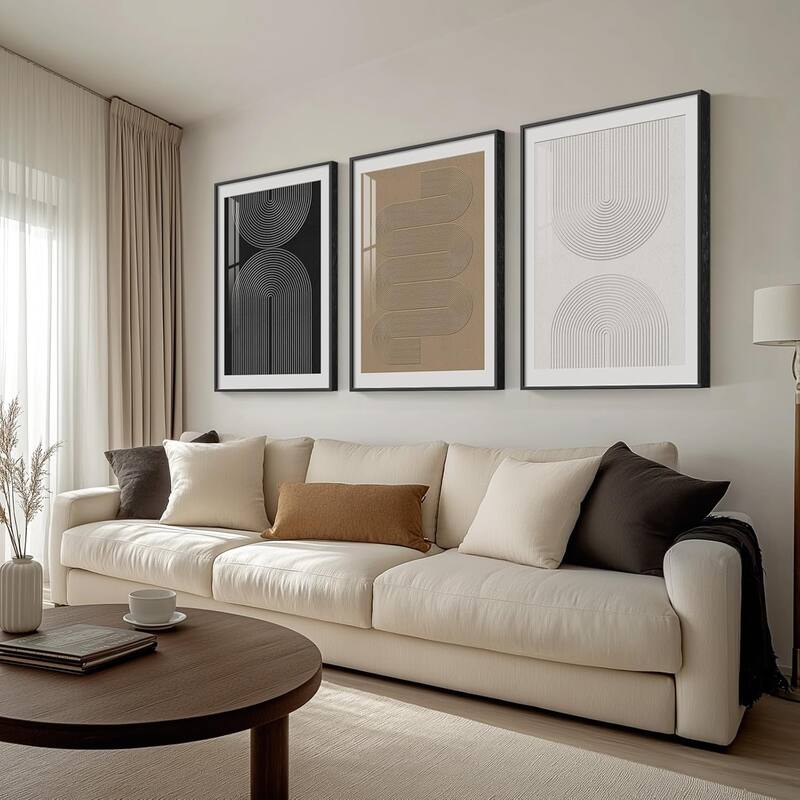 Black White Brown Prints Paintings Artwork, Minimalist Geometric