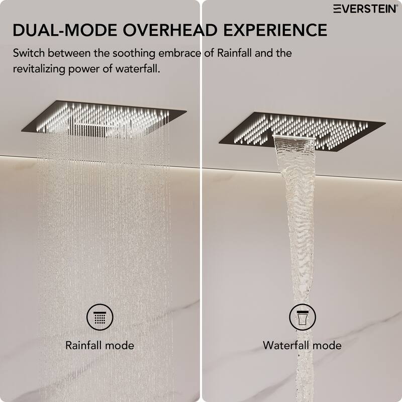 16 in LED Light Shower System Faucet Set LCD Digital Thermostatic Valve Kit Shower Head with Body Jets & Handheld Slider