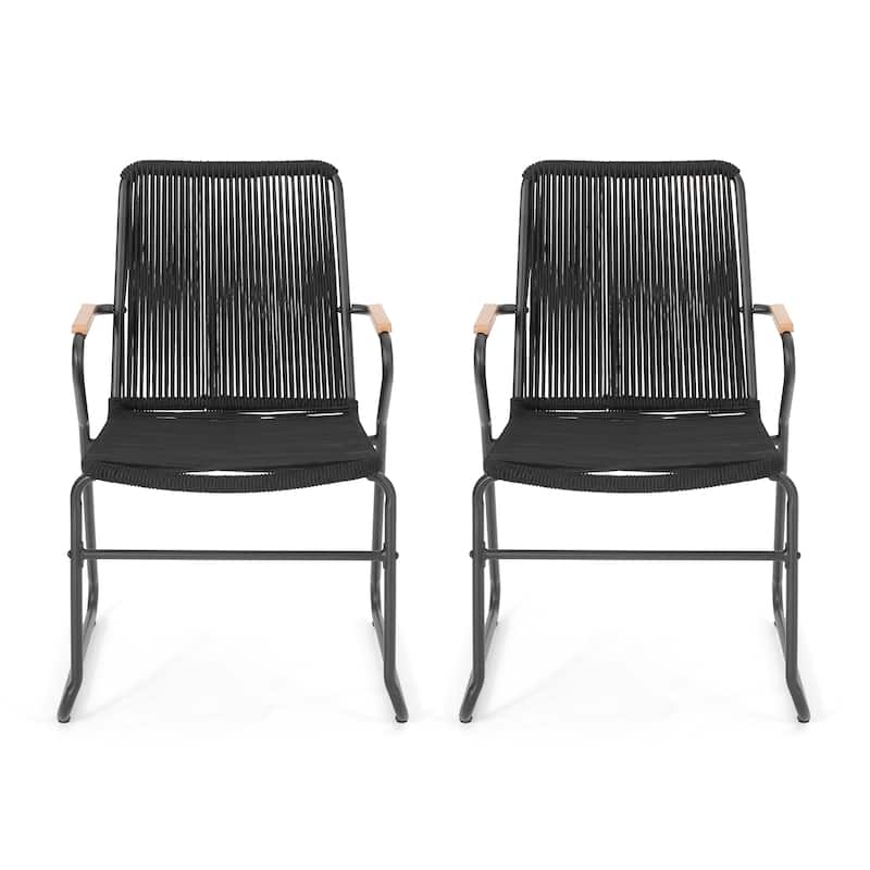 Moonstone Modern Outdoor Rope Weave Club Chair (Set of 2) by Christopher Knight Home