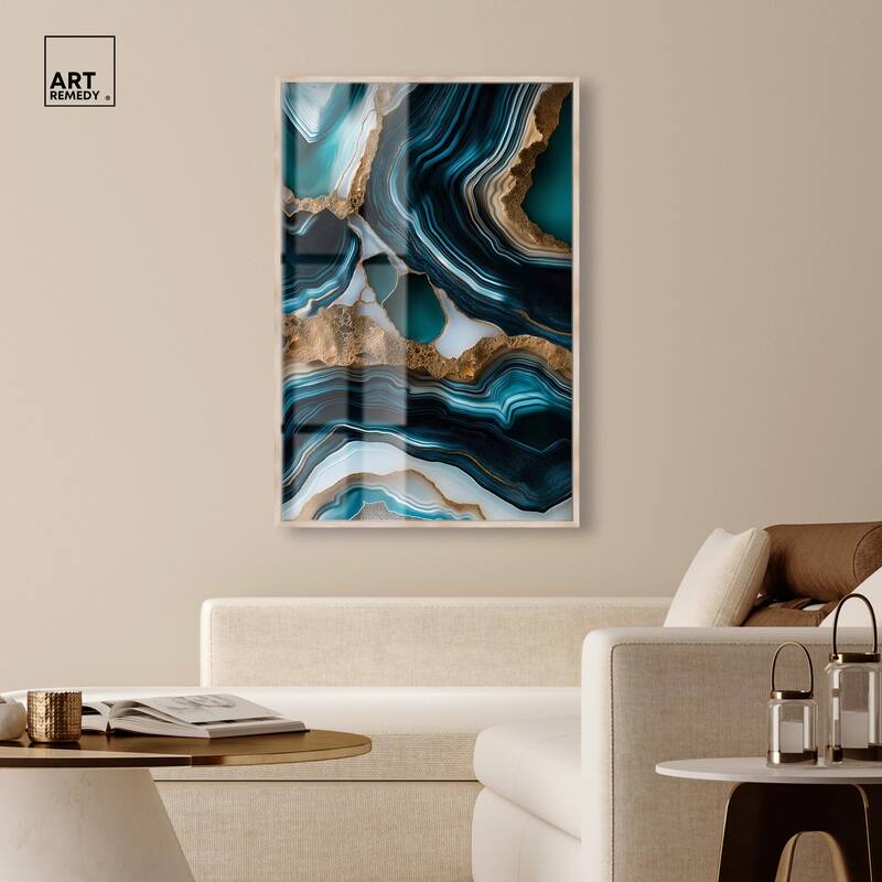 Teal Tectonic II Shadowbox by Art Remedy
