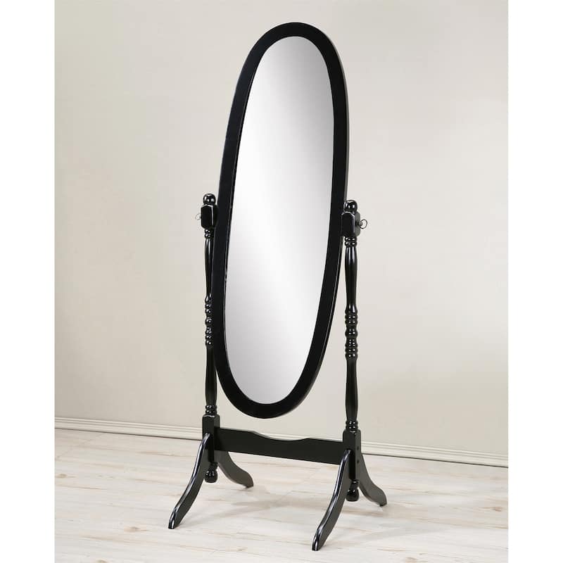 Traditional Queen Anna Style Wood Floor Mirror - Black