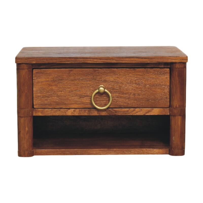 Artisan Furniture Solid Wood Box Frame Wall Nightstand, Brown