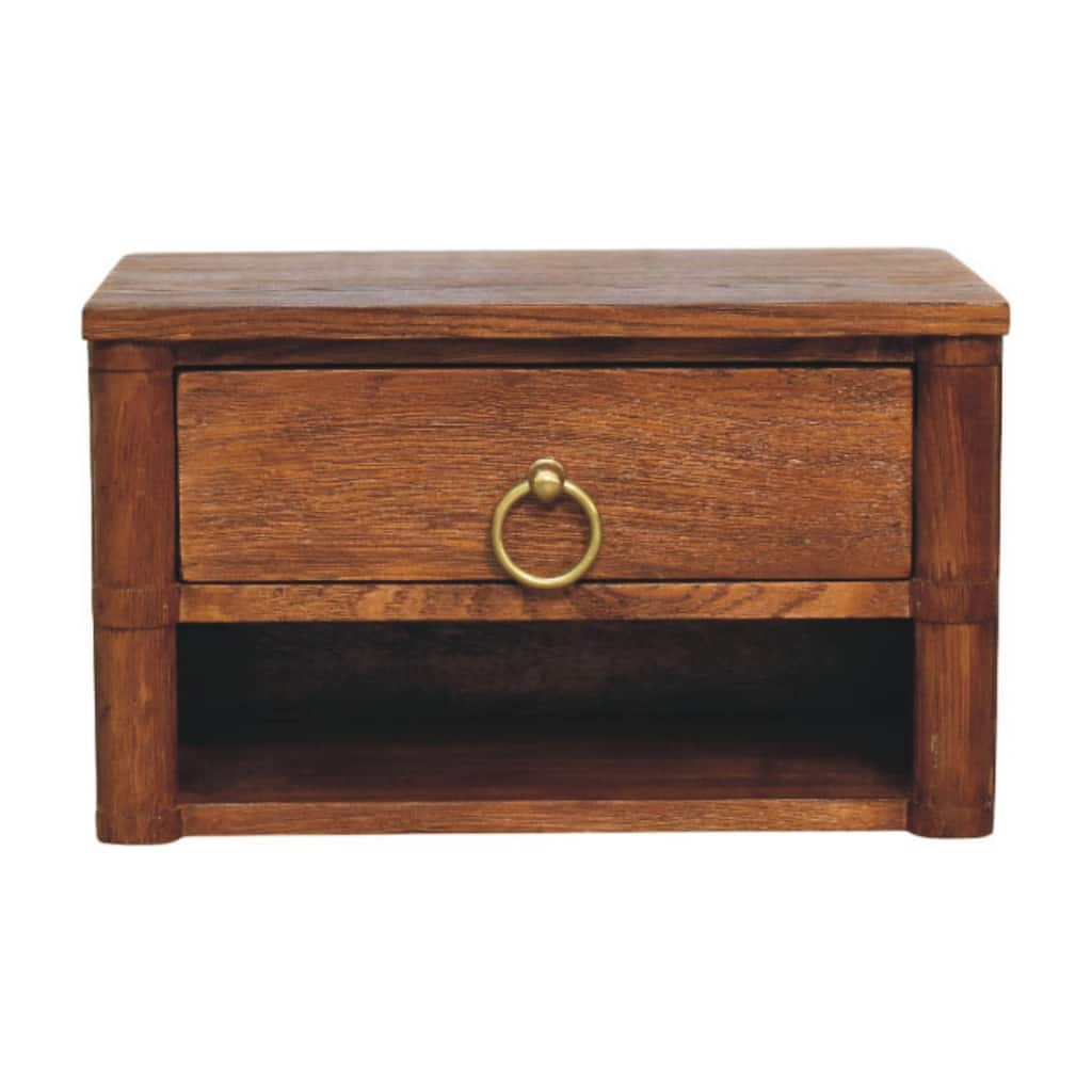 Artisan Furniture Solid Wood Box Frame Wall Nightstand, Brown