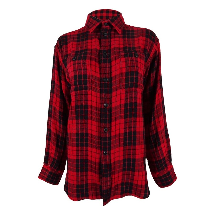 ralph lauren red and black plaid shirt