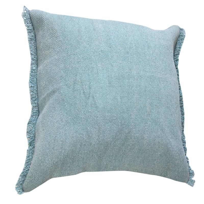 20" Blue Solid Fringe Square Throw Pillow
