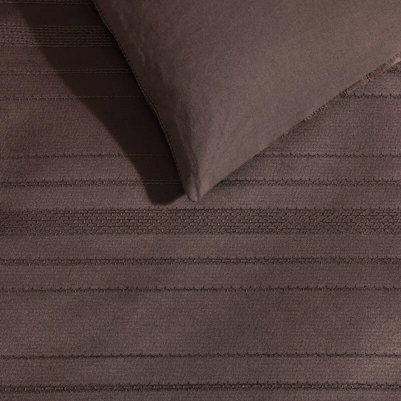 Vera Wang Illusion Lines Brown Duvet Cover Set