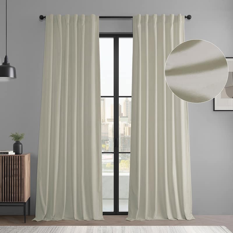 Exclusive Fabrics Basic Deluxe Velvet Room Darkening Curtain Pair - 2 Panels Window Curtains