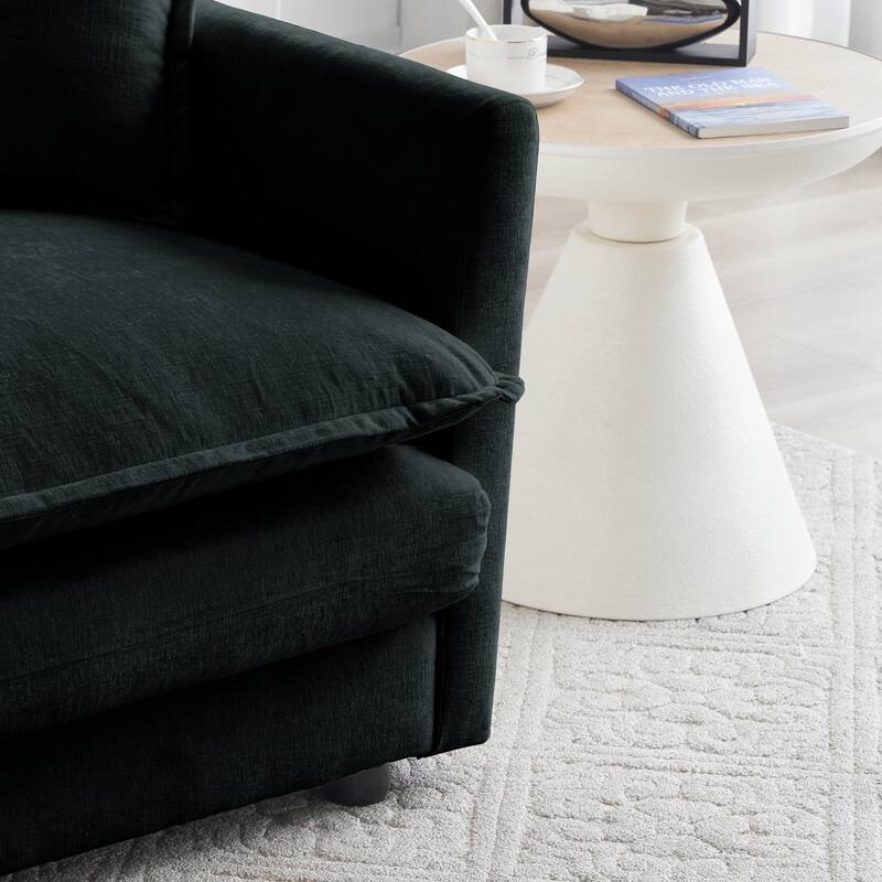 GDFStudio- Jinx Two-Seater Chenille Sofa with 2 Ottomans