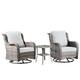 OVIOS 3-piece Rattan Wicker Rocking Swivel Chair Set
