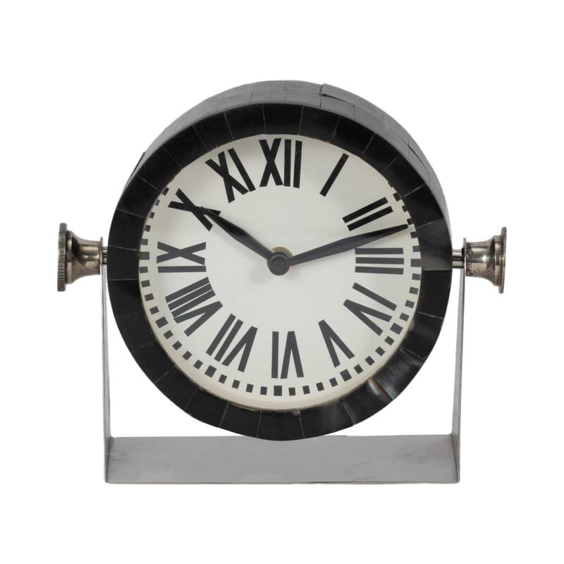 Sagebrook Home's Elegant Designer Steel & Glass Clock - 7" x 3" x 6"